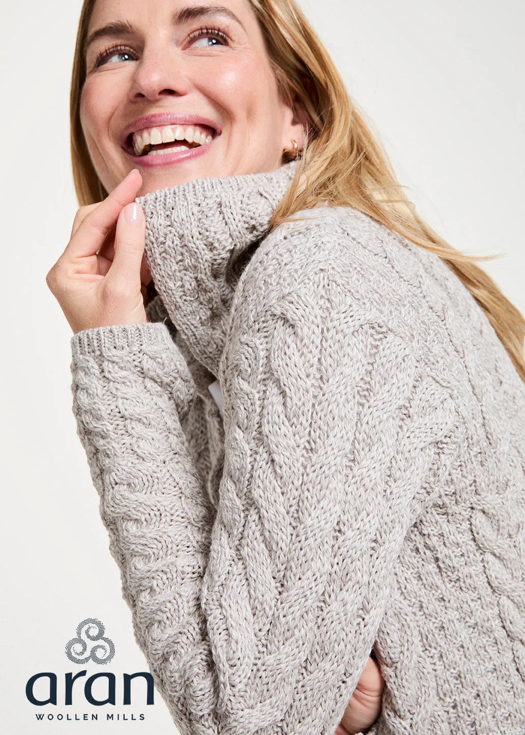 Belcarra Ladies Aran Cardigan | Oatmeal