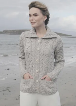 Belcarra Ladies Aran Cardigan | Oatmeal