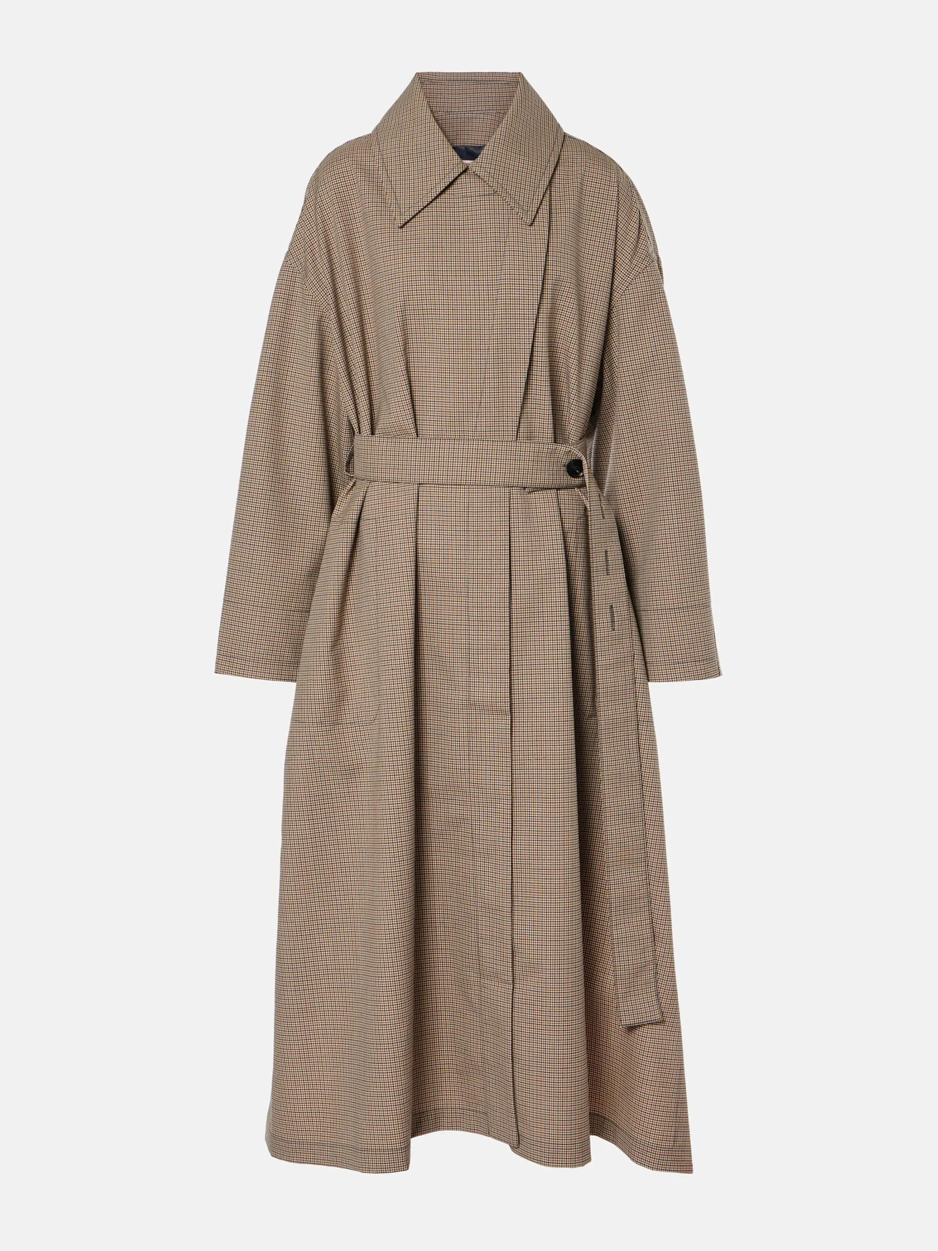 Checked wool-blend trench coat