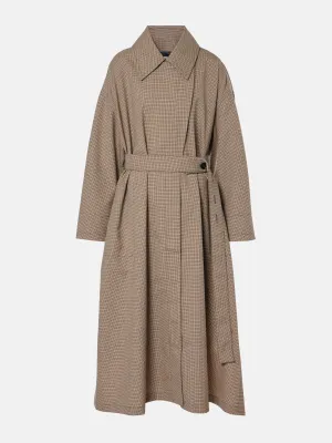 Checked wool-blend trench coat