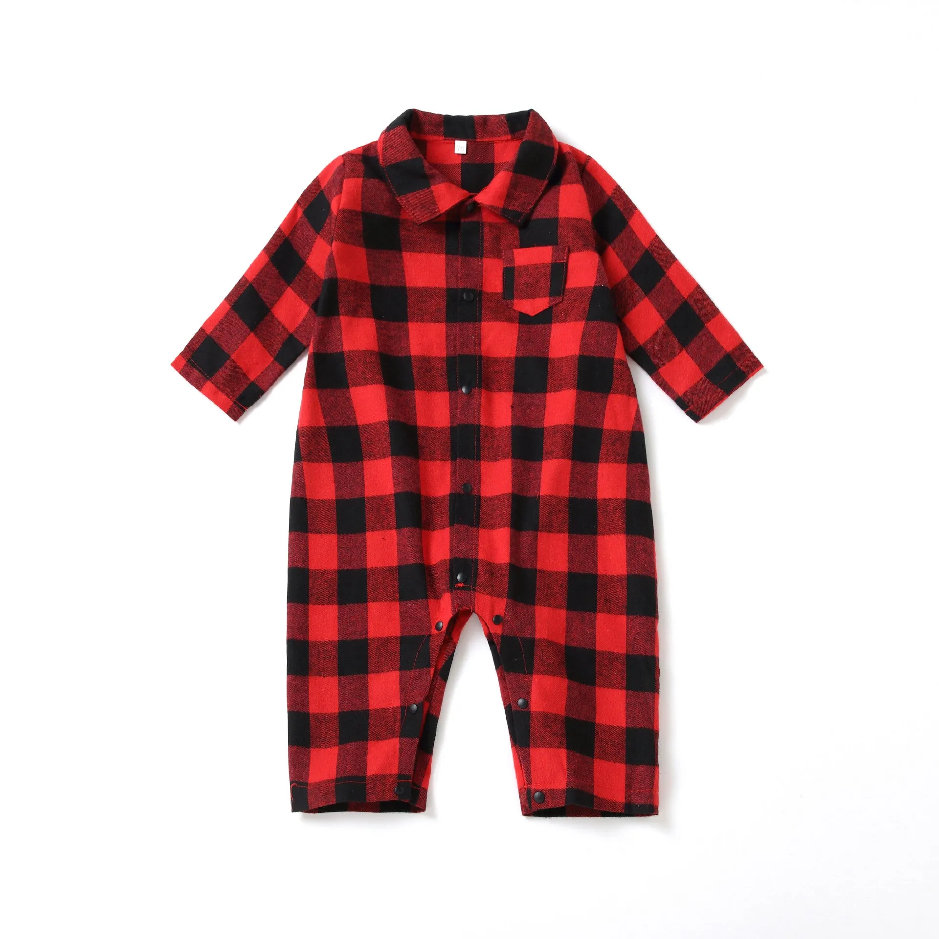 Christmas Buffalo Plaid Long-sleeve Dresses for Mom and Me