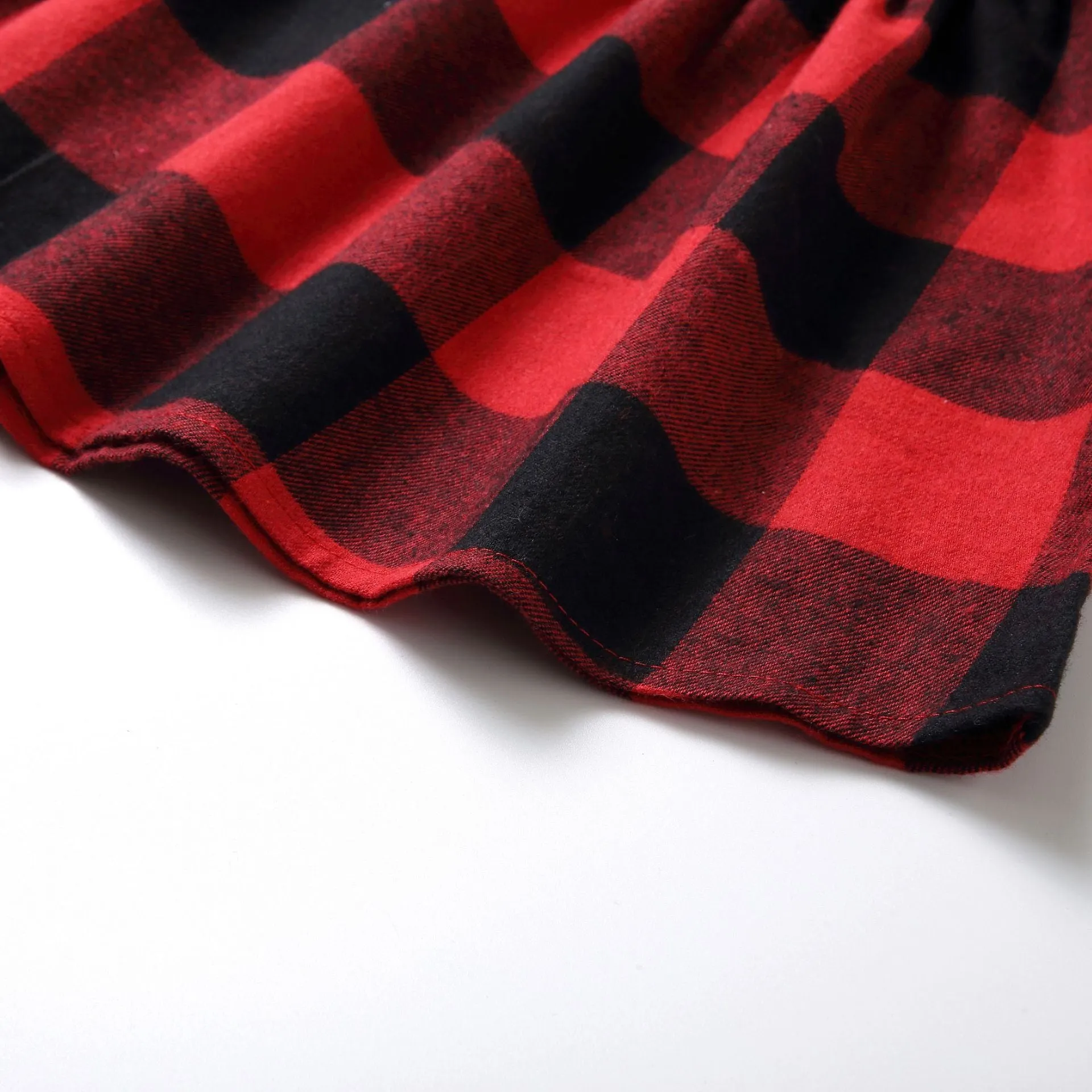 Christmas Buffalo Plaid Long-sleeve Dresses for Mom and Me