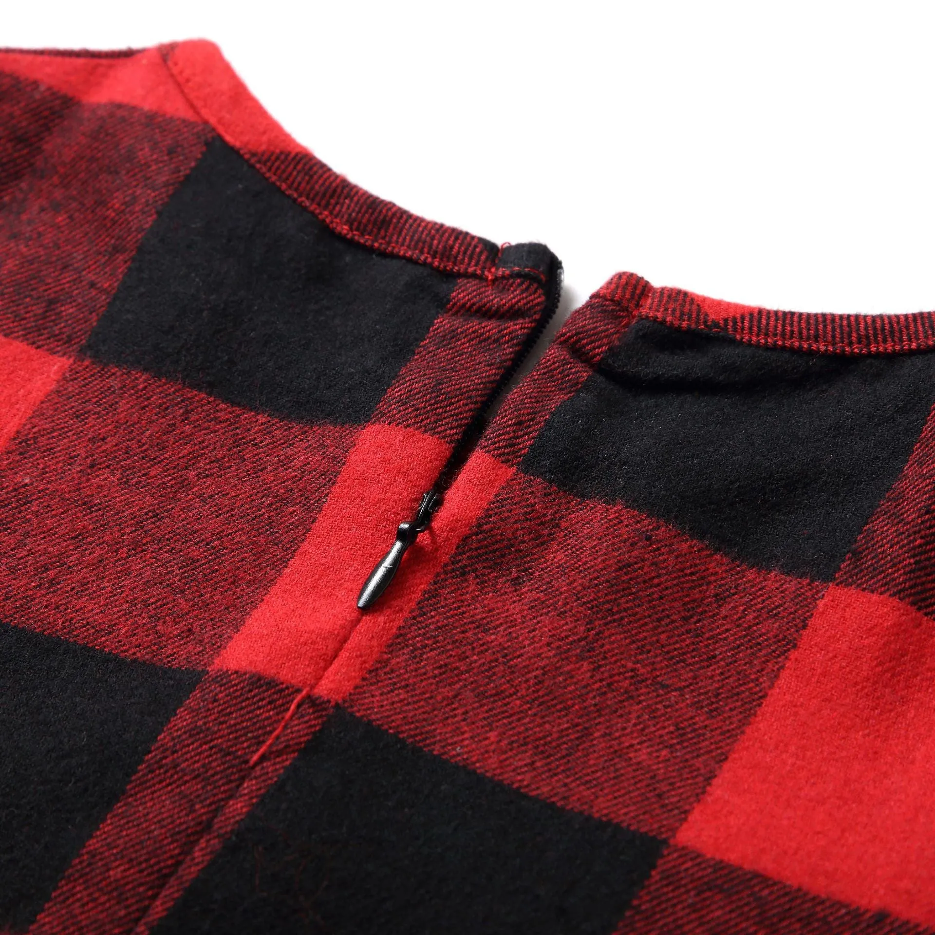 Christmas Buffalo Plaid Long-sleeve Dresses for Mom and Me