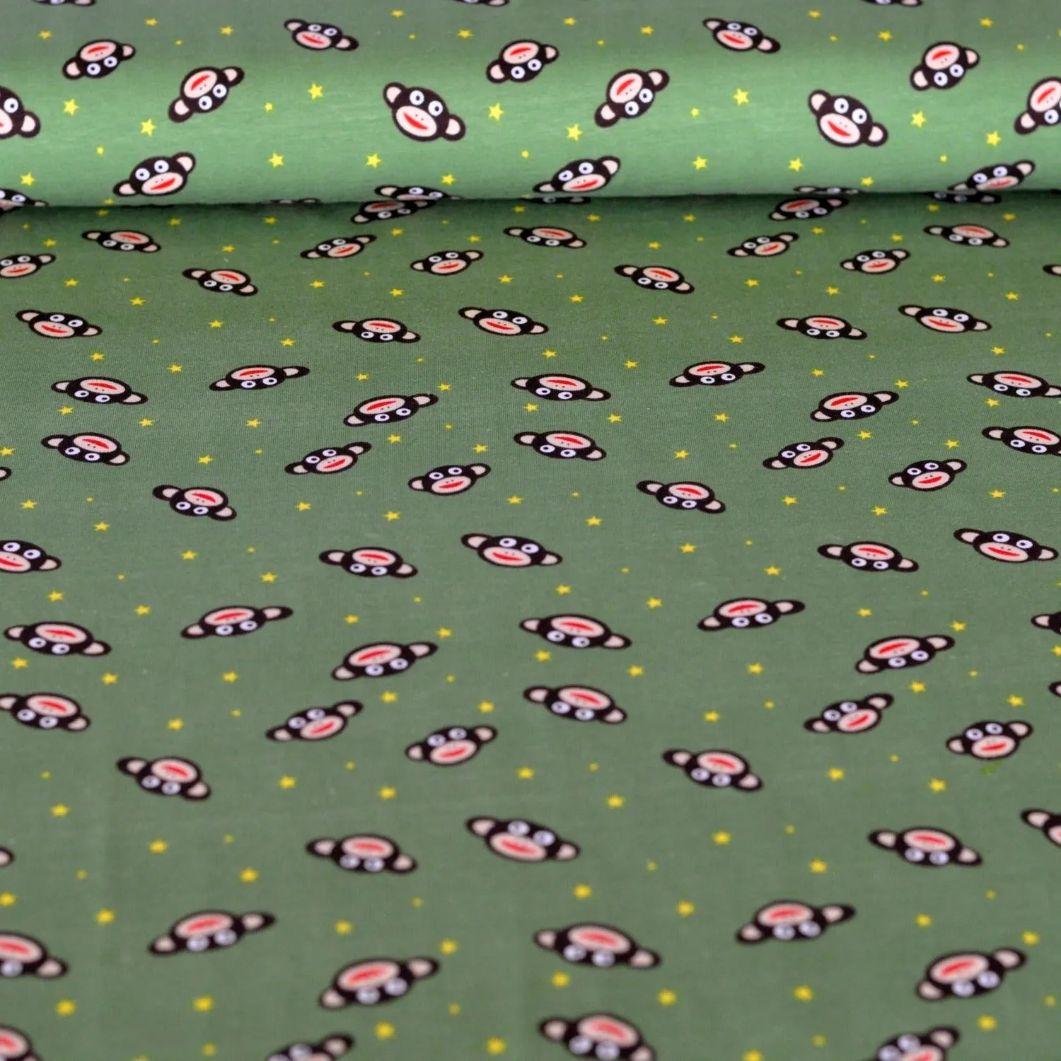 Cotton Jersey - Monkey Stars - Green