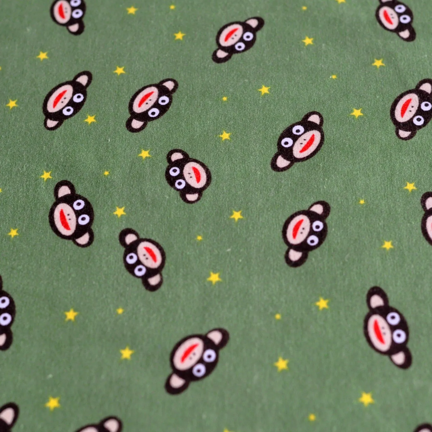 Cotton Jersey - Monkey Stars - Green