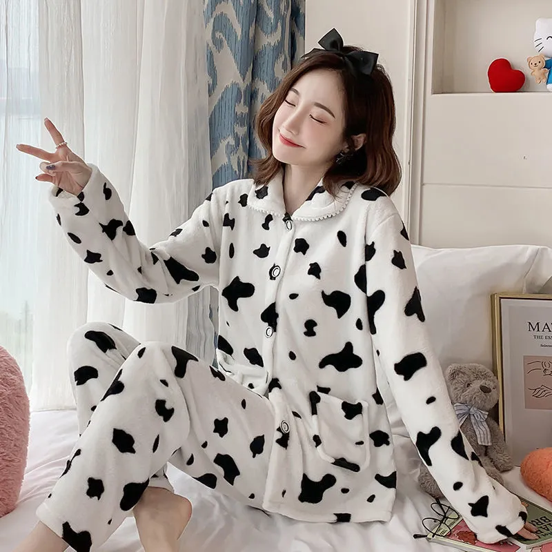 Cozy Fleece-Lined Winter Pajamas for Women