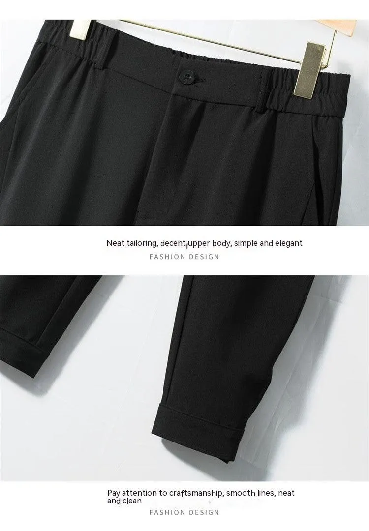Cropped Harem Pants with Ankle Strap
