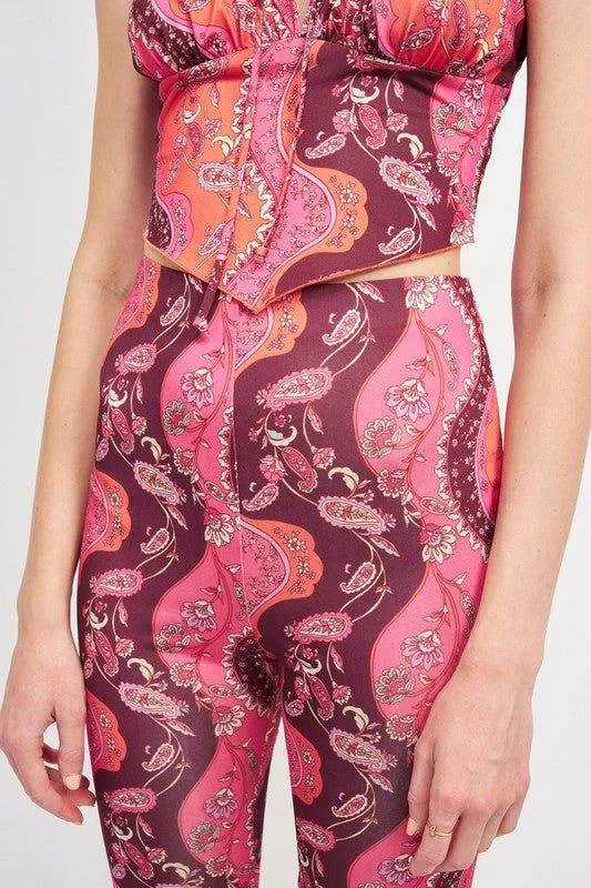 Emory Park | Printed High Rise Flared Pants