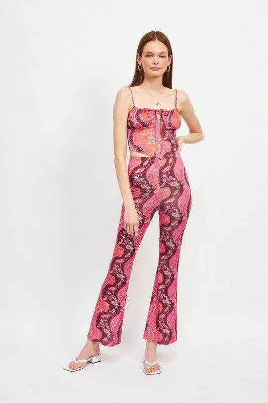 Emory Park | Printed High Rise Flared Pants