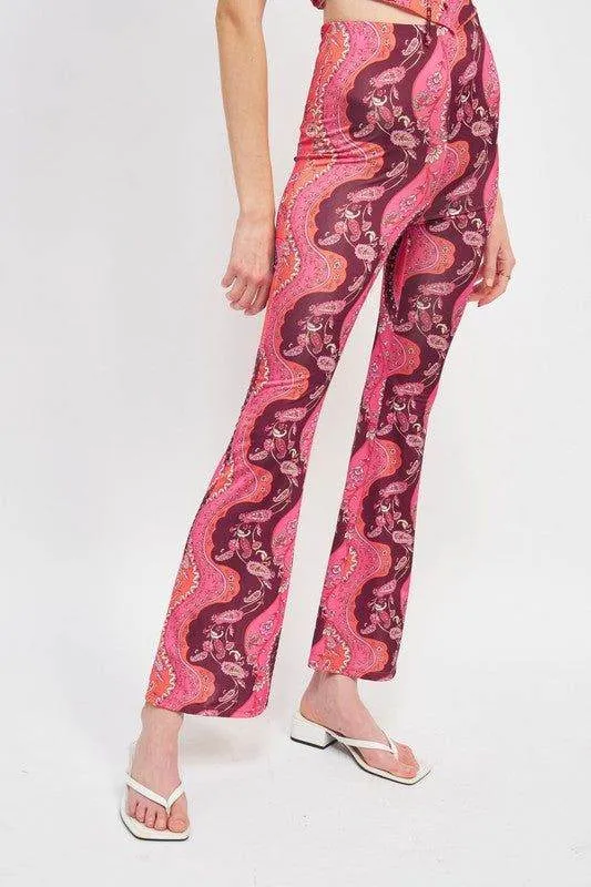 Emory Park | Printed High Rise Flared Pants