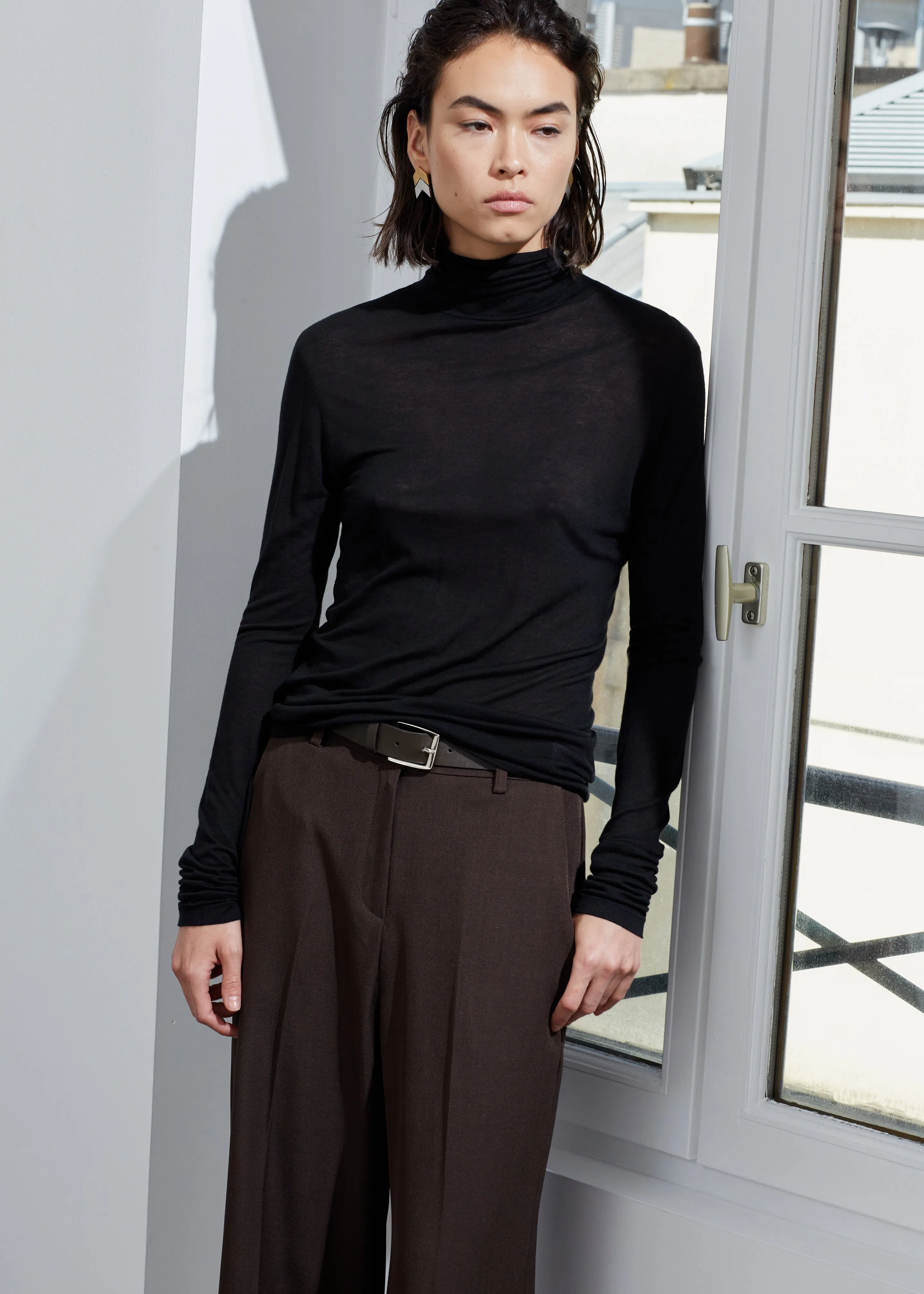 Evren Sheer Turtleneck - Black