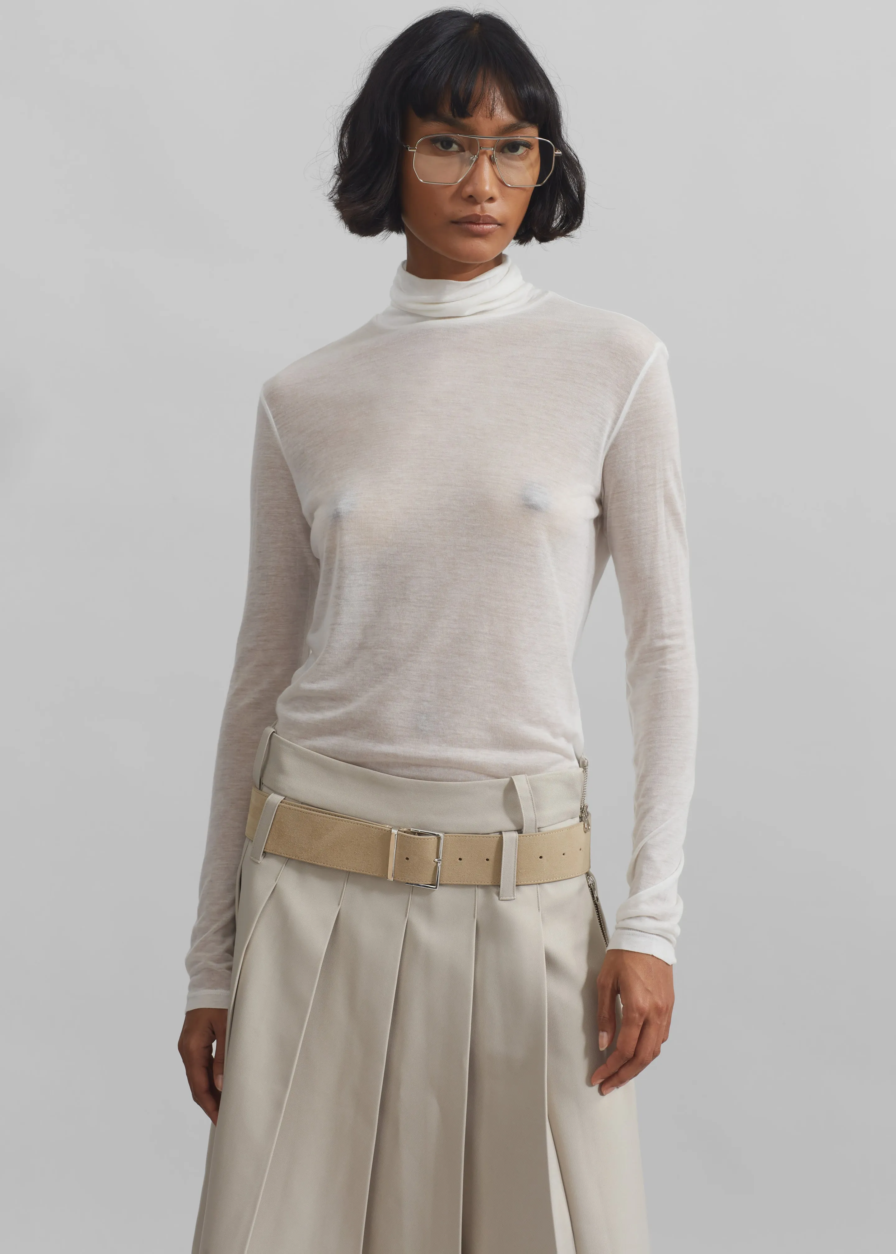 Evren Sheer Turtleneck - White