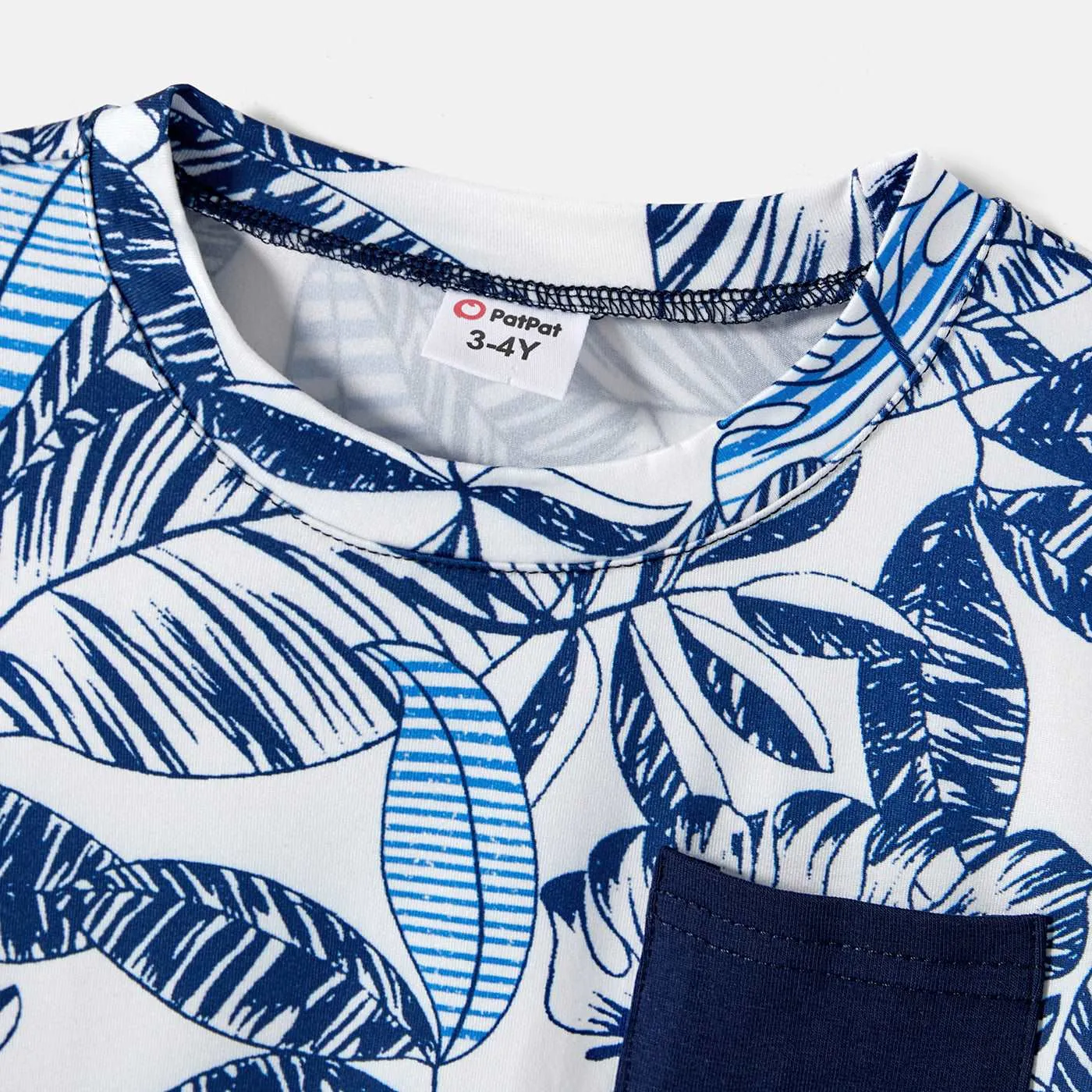 Family Matching 95% Cotton Allover Plant Print Short-sleeve Belted Spliced Dresses and T-shirts Sets