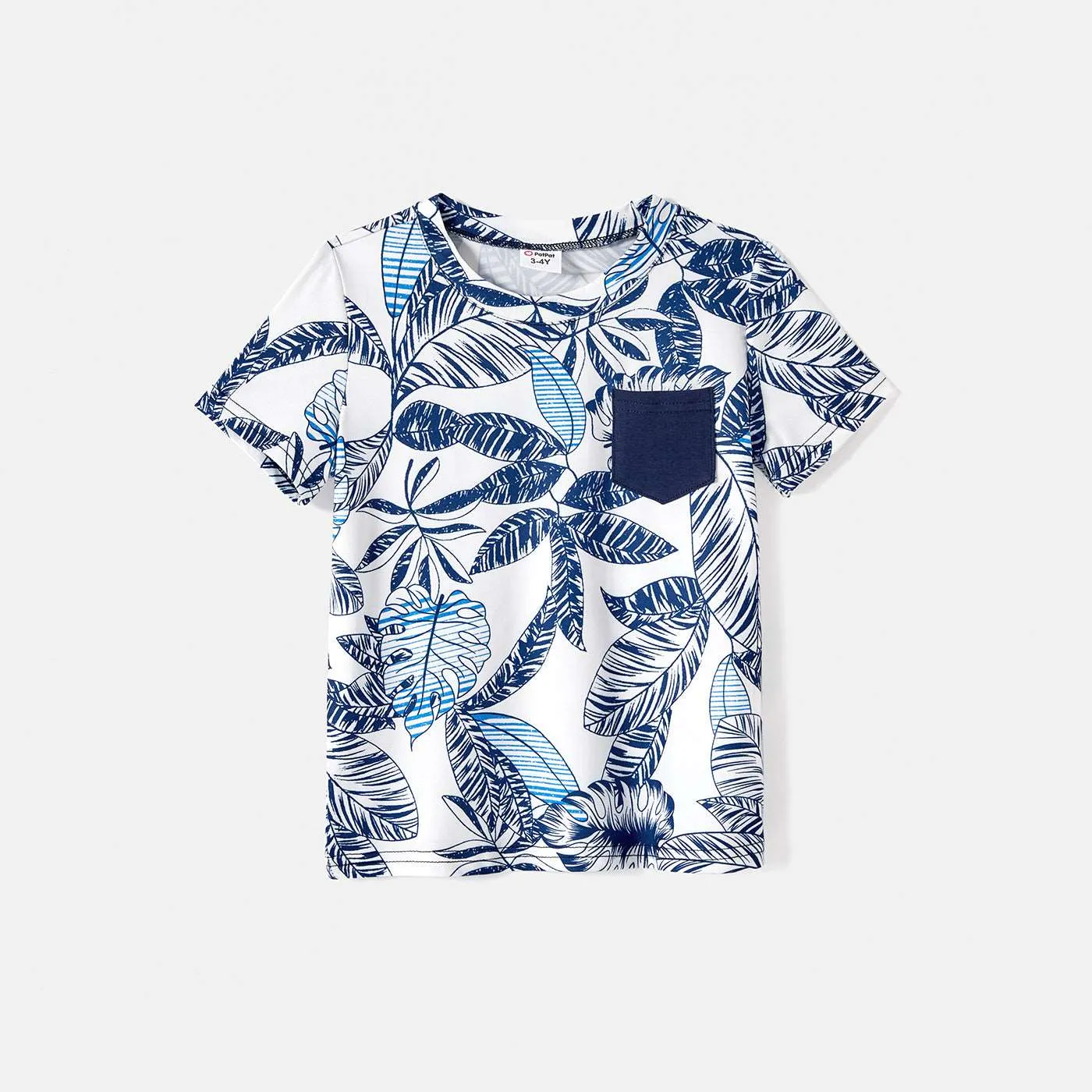 Family Matching 95% Cotton Allover Plant Print Short-sleeve Belted Spliced Dresses and T-shirts Sets