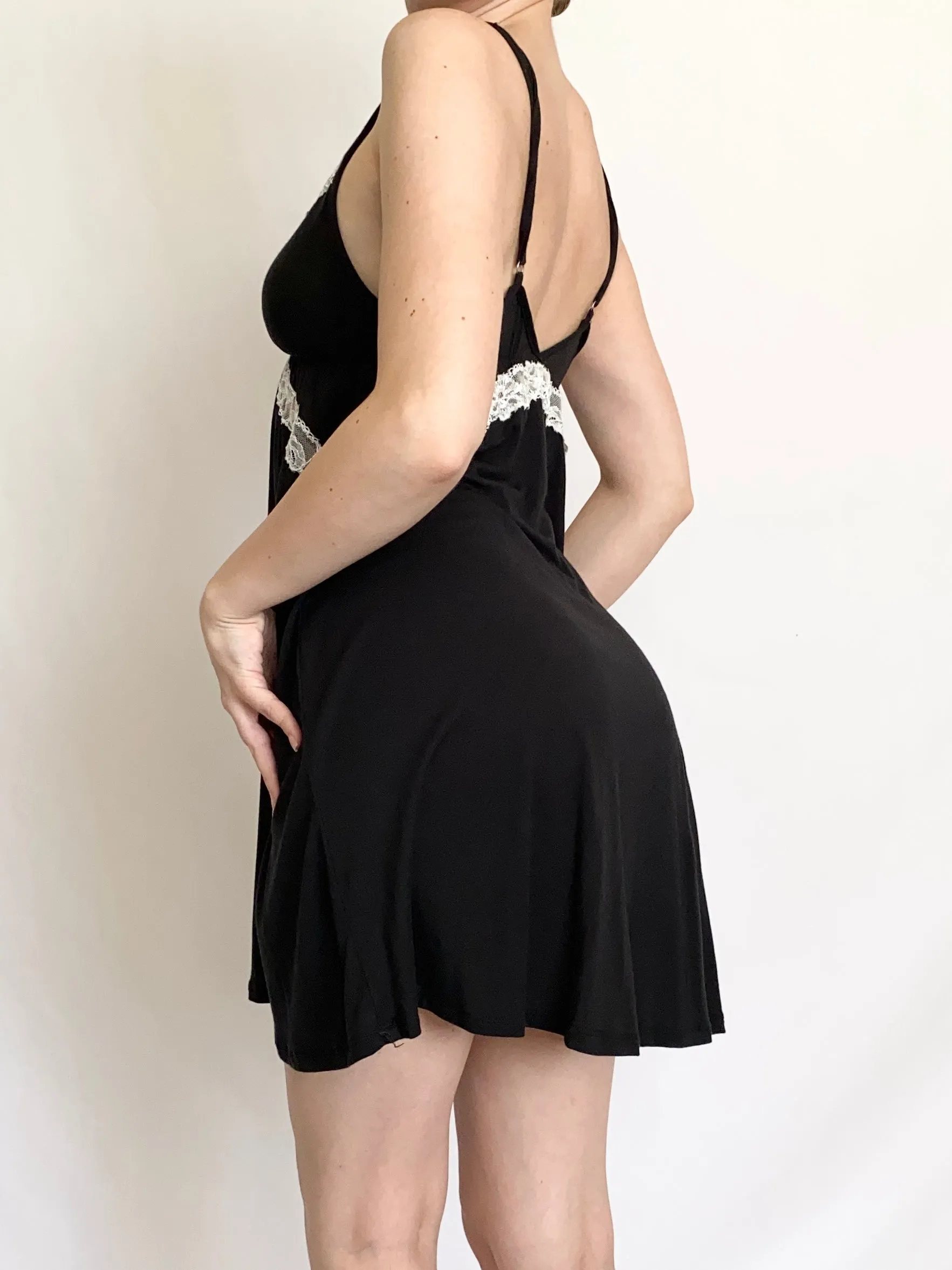 Lace Trim Victoria's Secret Soft Black Nightie (S)