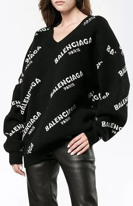 Logo Print Jumper, Black