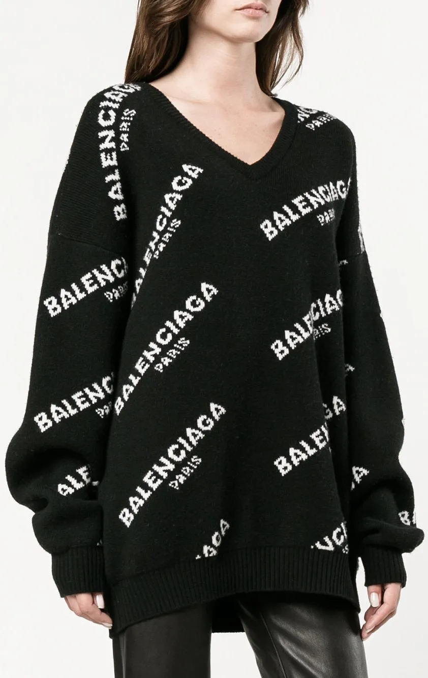 Logo Print Jumper, Black