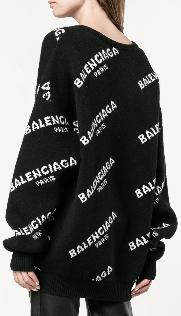 Logo Print Jumper, Black