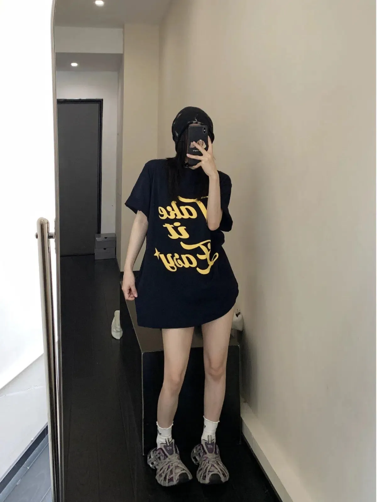 Loose Fit Vintage Letter Print T-shirt