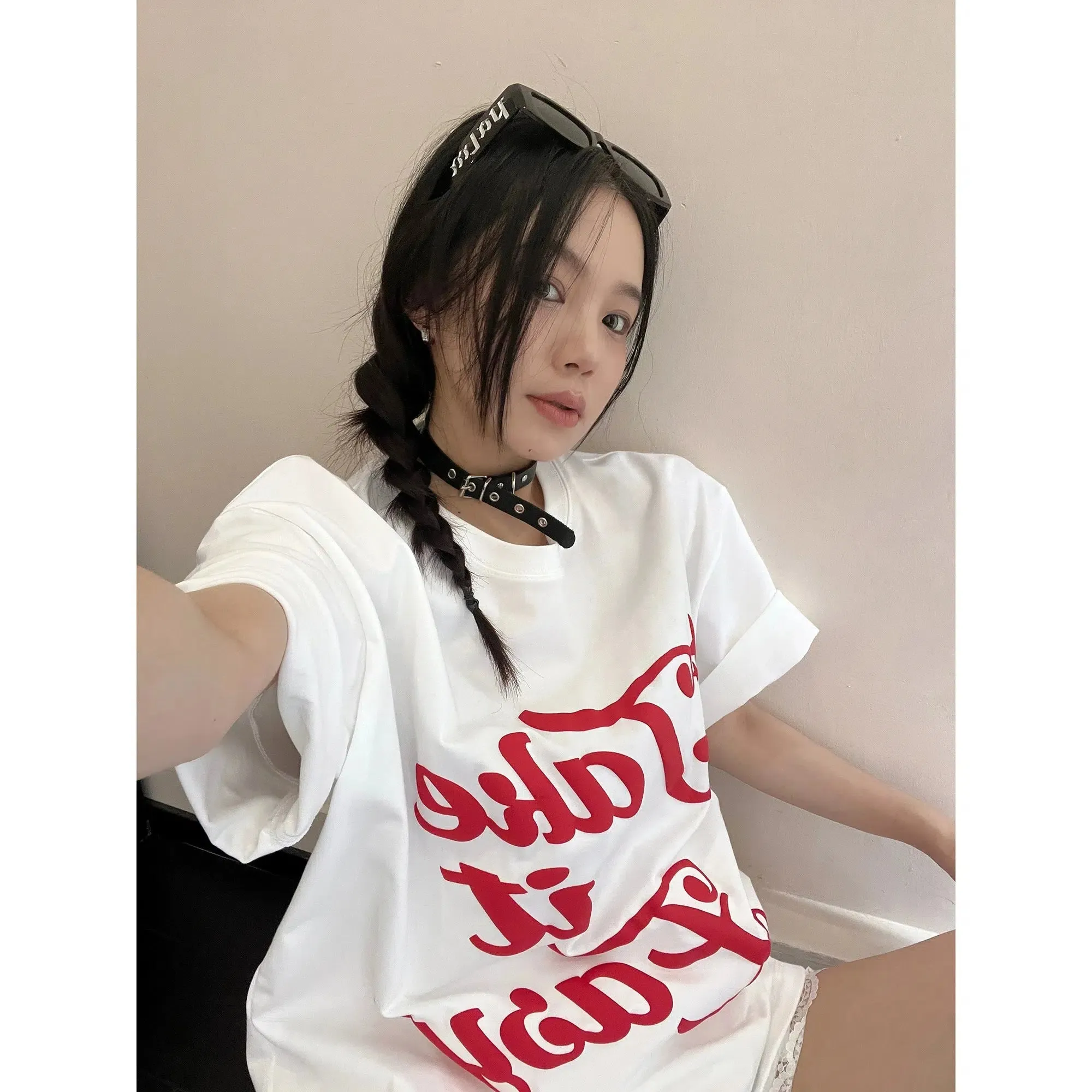 Loose Fit Vintage Letter Print T-shirt