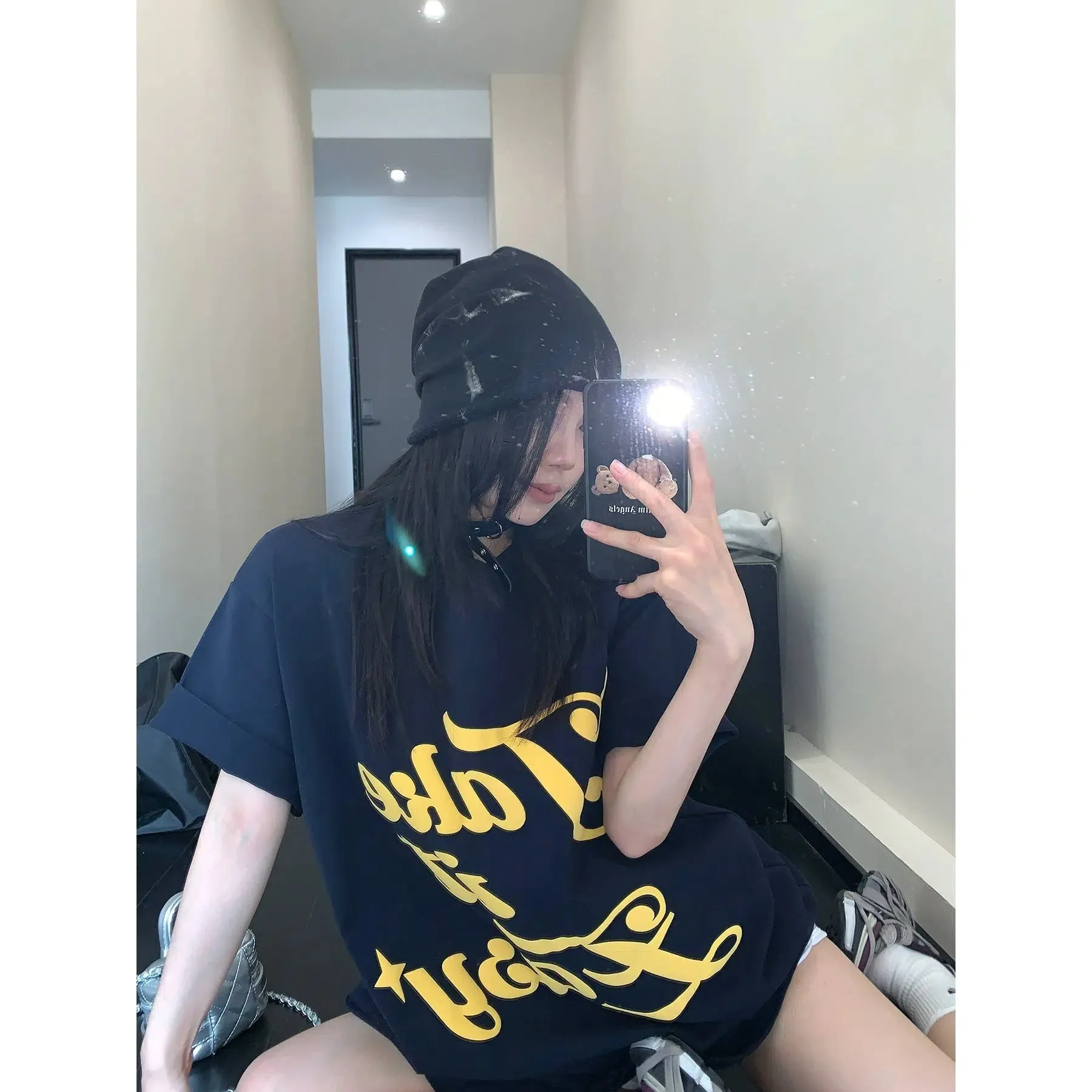 Loose Fit Vintage Letter Print T-shirt