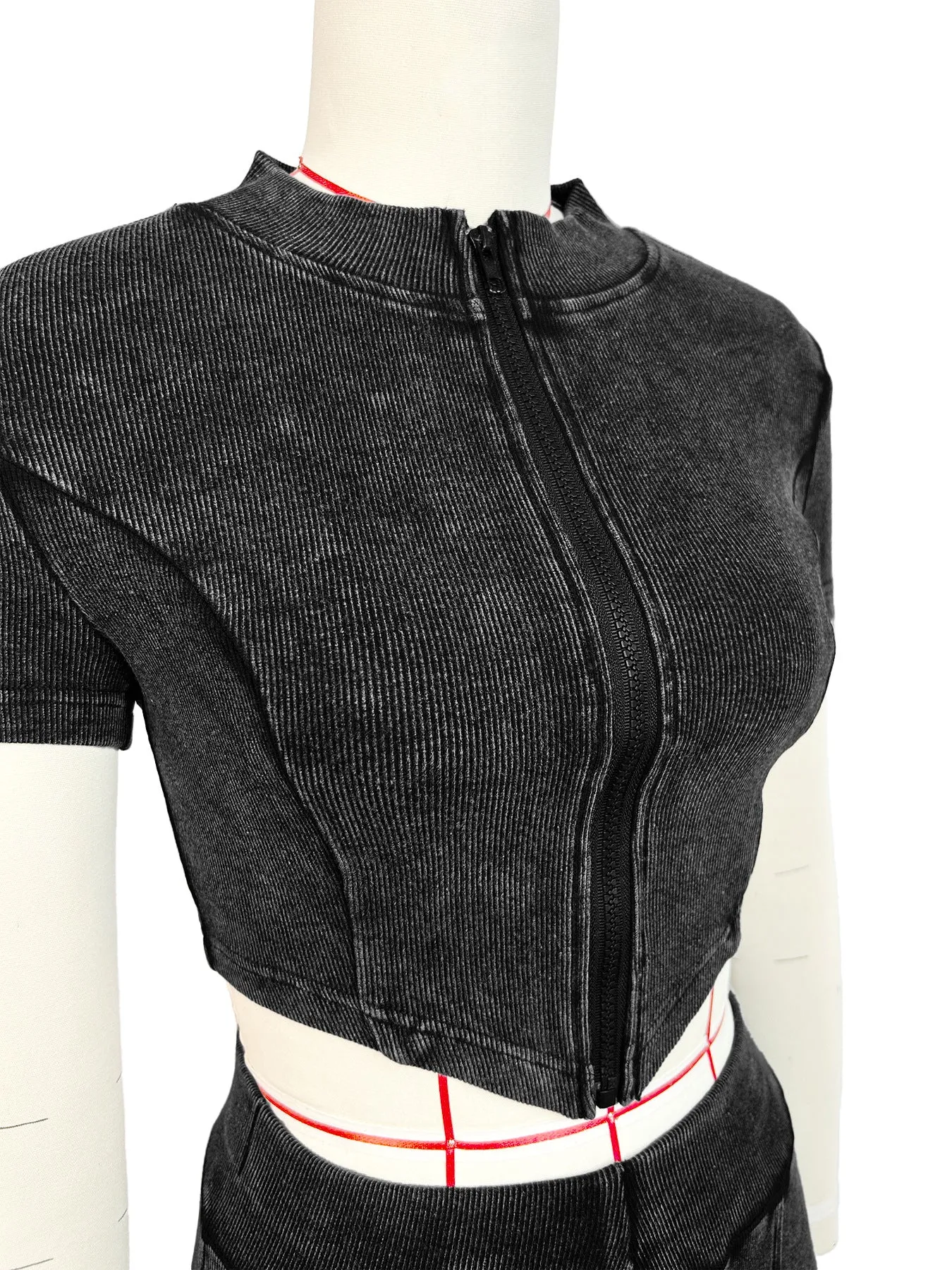 MB FASHION High Quality Premium Ribbed Crop Top and High-Waisted Pants Set 4035LY