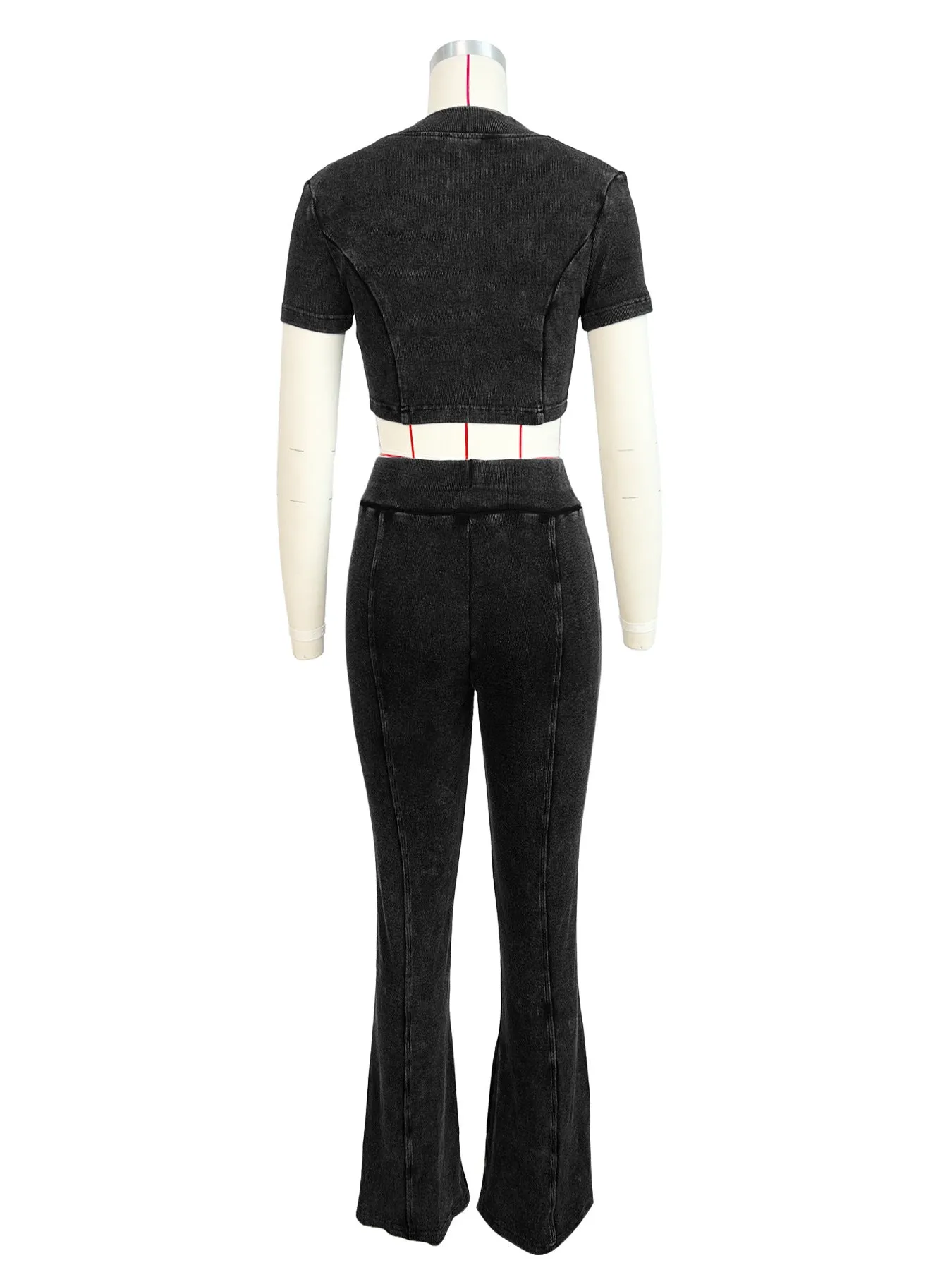 MB FASHION High Quality Premium Ribbed Crop Top and High-Waisted Pants Set 4035LY