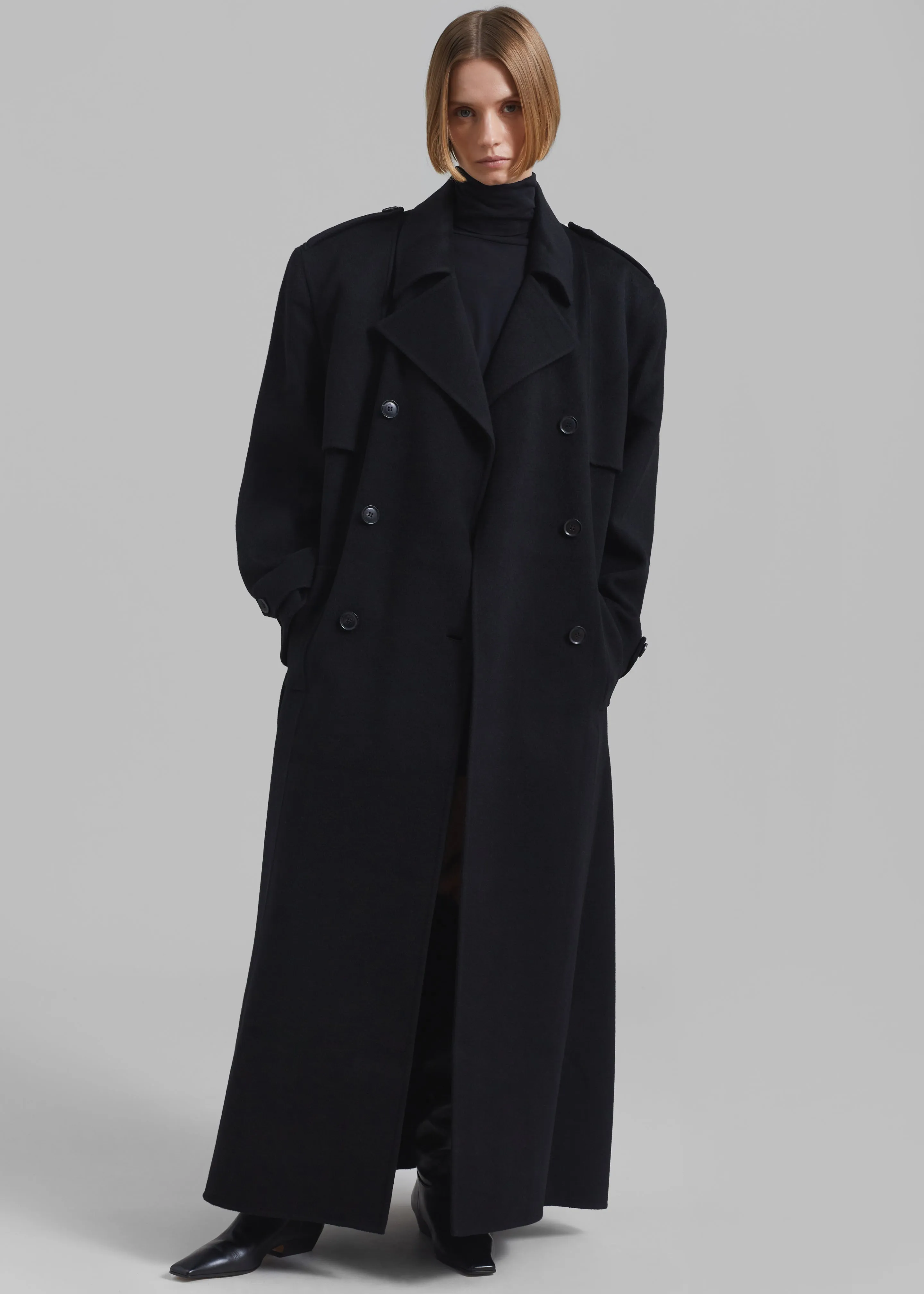 Nikola Padded Trench Coat - Black
