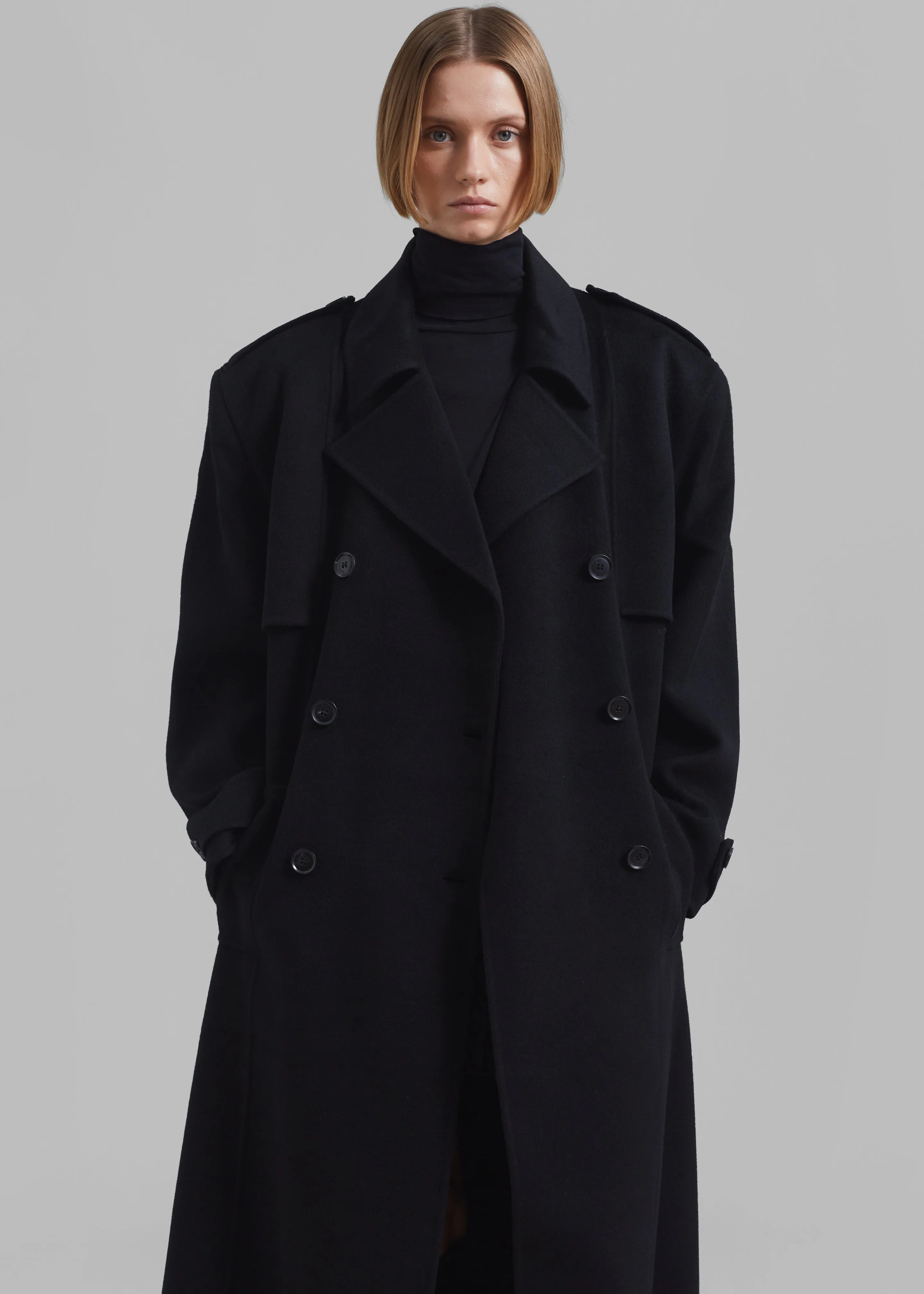 Nikola Padded Trench Coat - Black