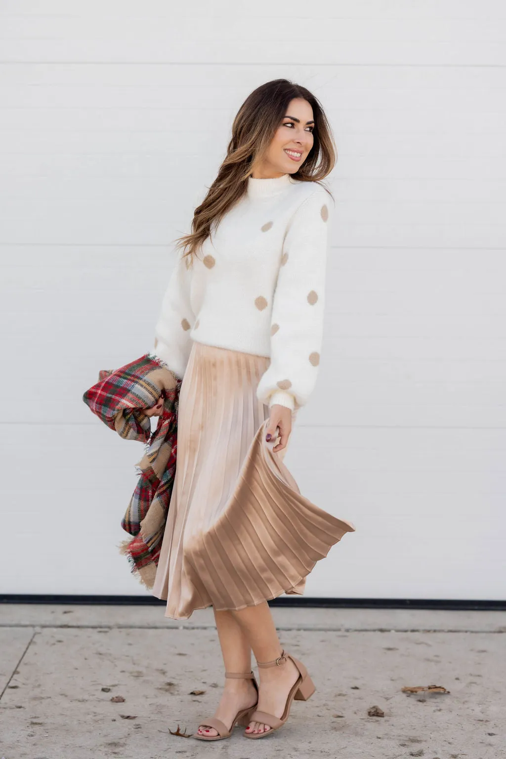 Polka Dot Mock Neck Sweater