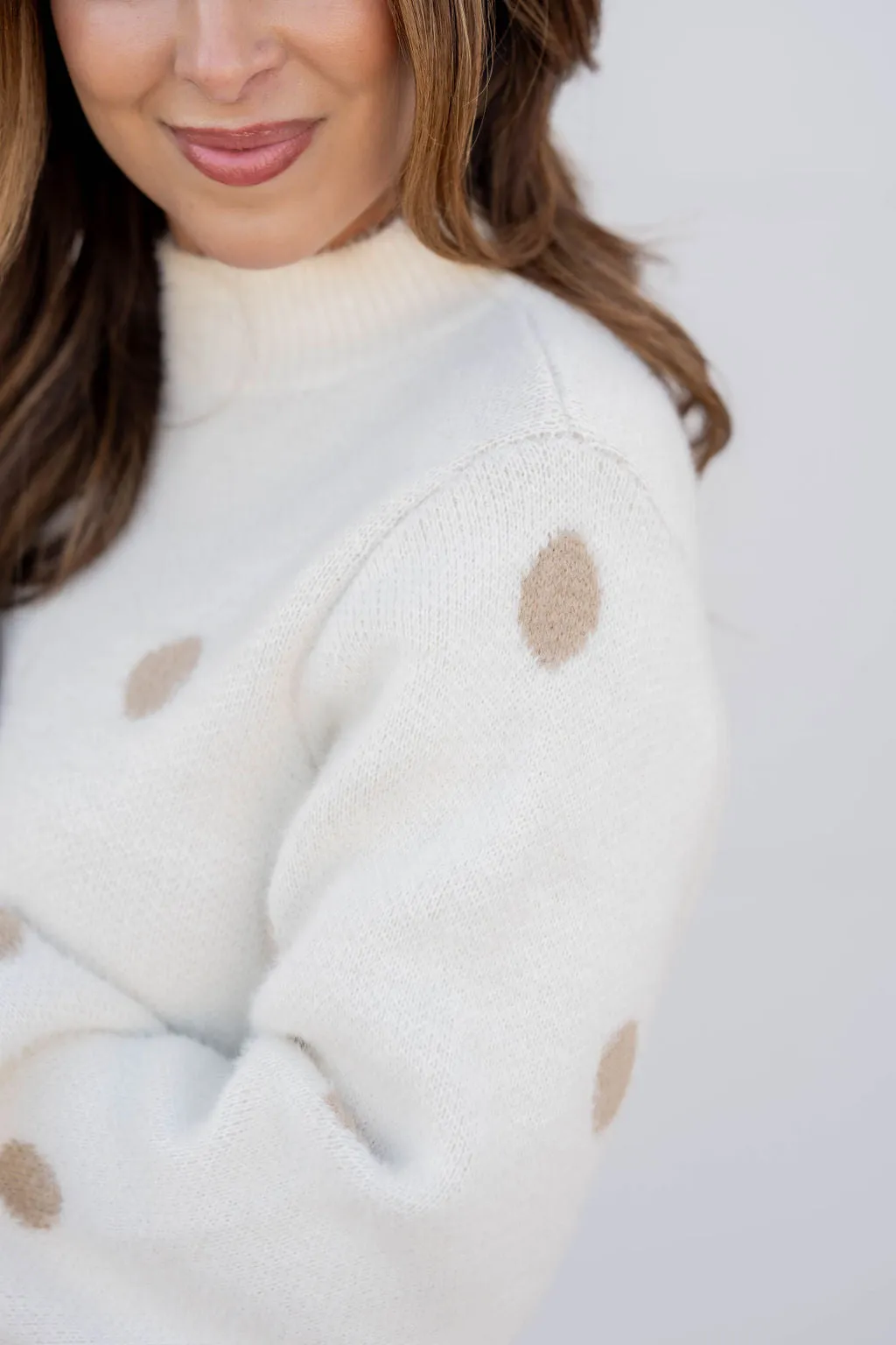 Polka Dot Mock Neck Sweater