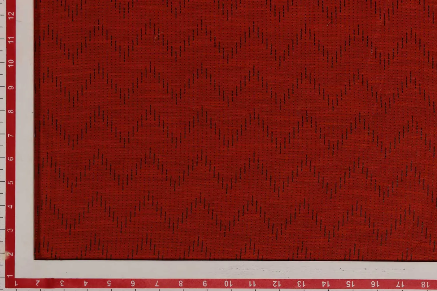 Red & Black Chevron Cotton Tussar Fabric