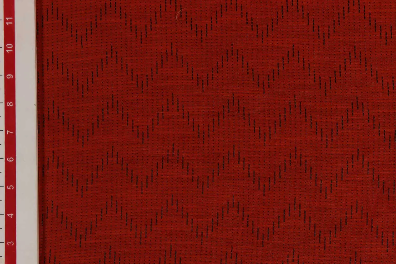 Red & Black Chevron Cotton Tussar Fabric