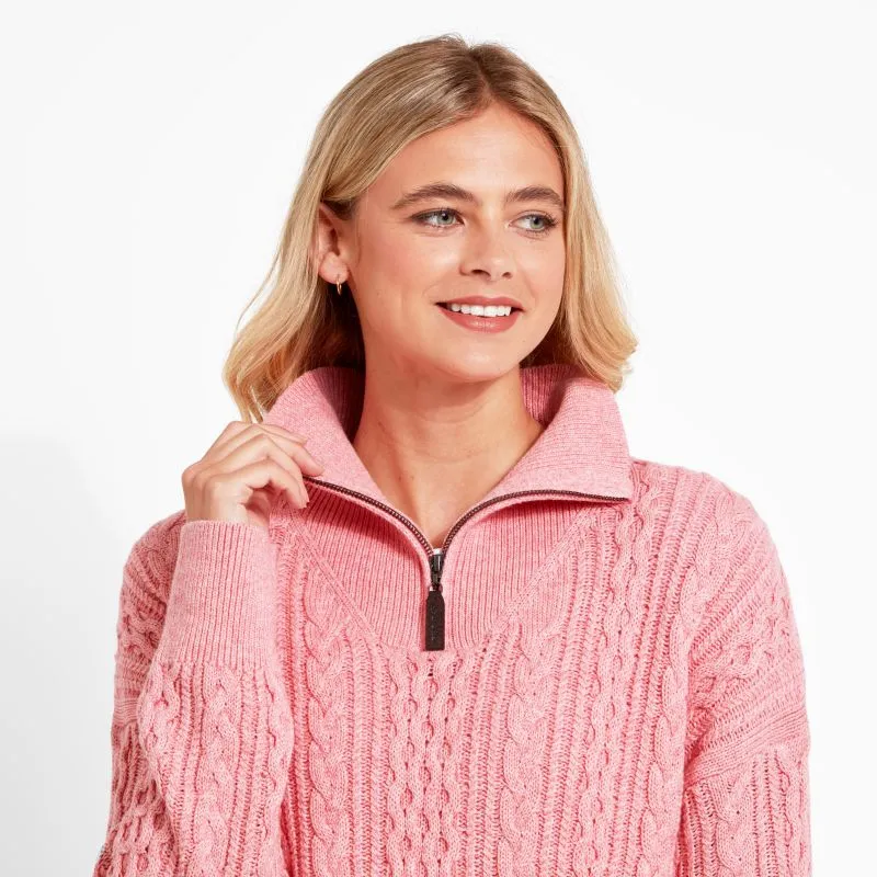 Schoffel Settle 1/4 Zip Ladies Jumper - Dusky Pink