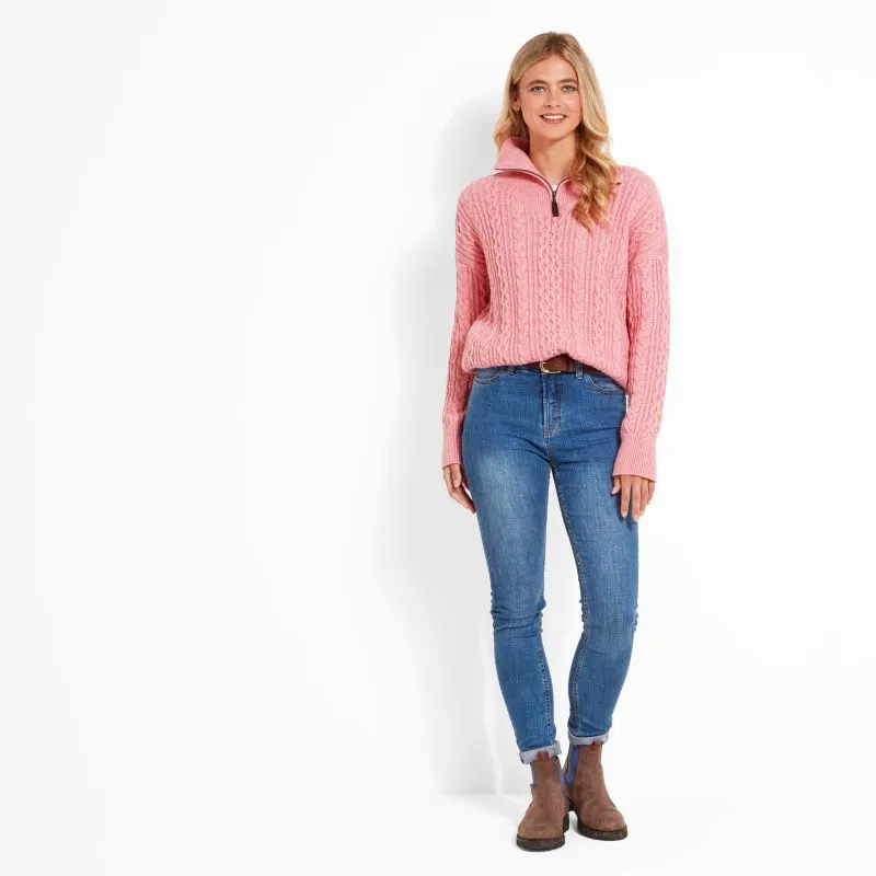 Schoffel Settle 1/4 Zip Ladies Jumper - Dusky Pink