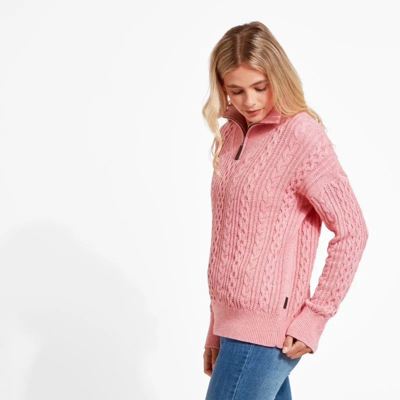Schoffel Settle 1/4 Zip Ladies Jumper - Dusky Pink
