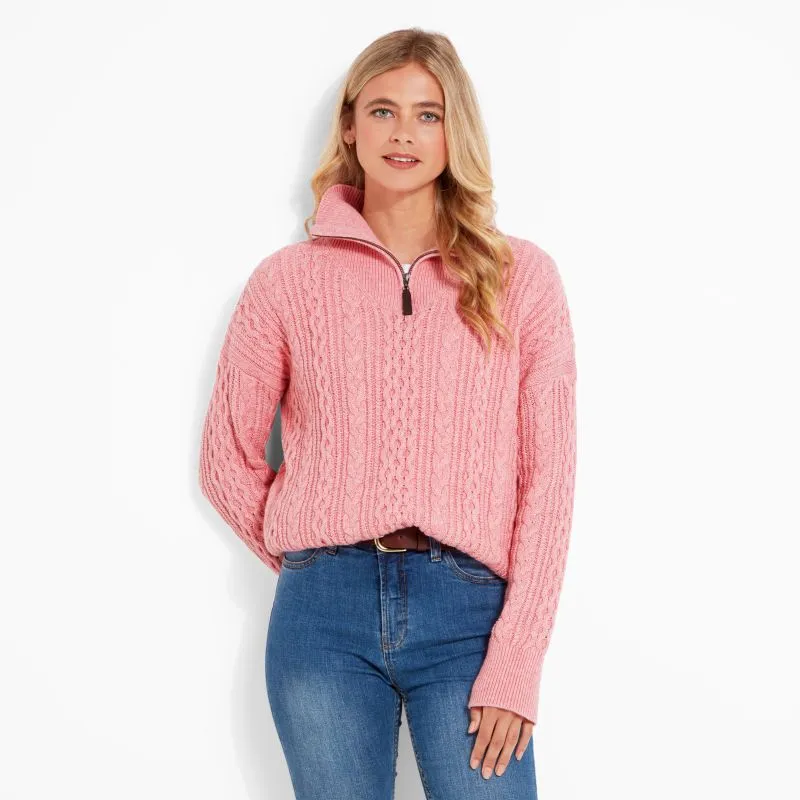 Schoffel Settle 1/4 Zip Ladies Jumper - Dusky Pink
