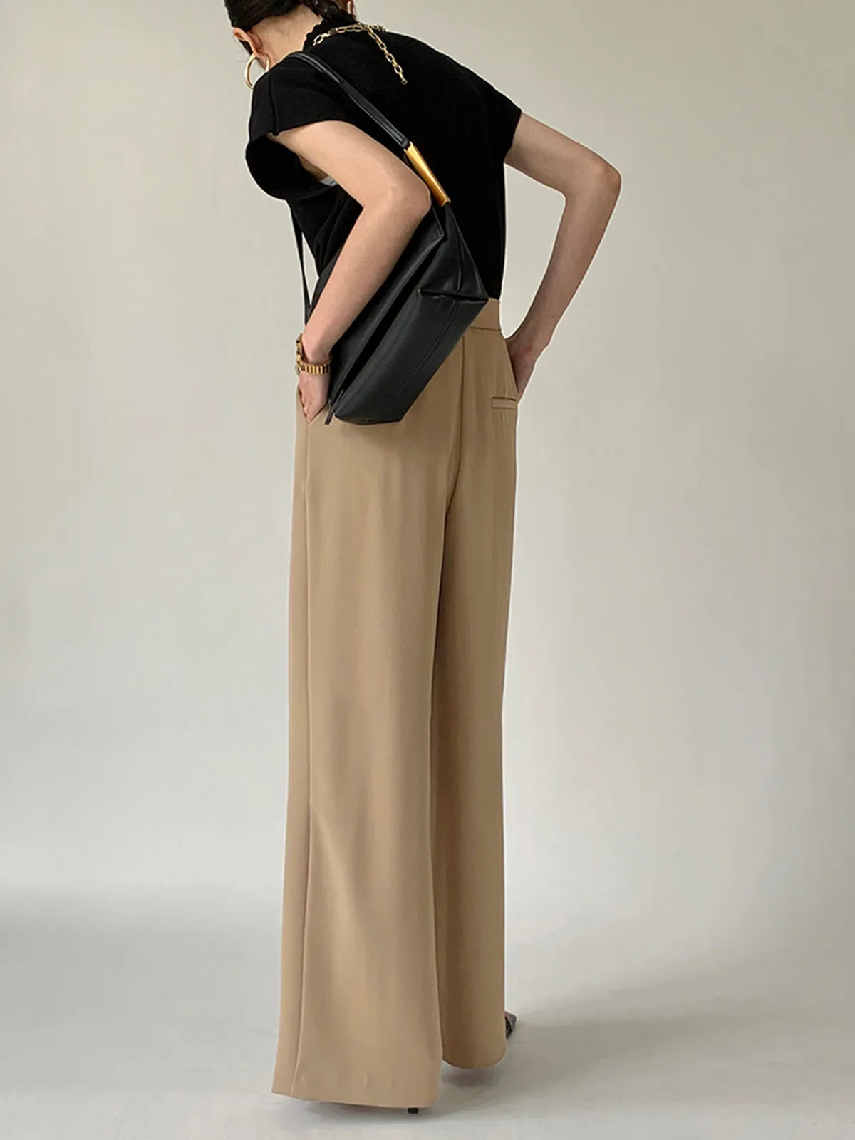 Tie Waist Flowy Trendy Wide Leg Dress Pants