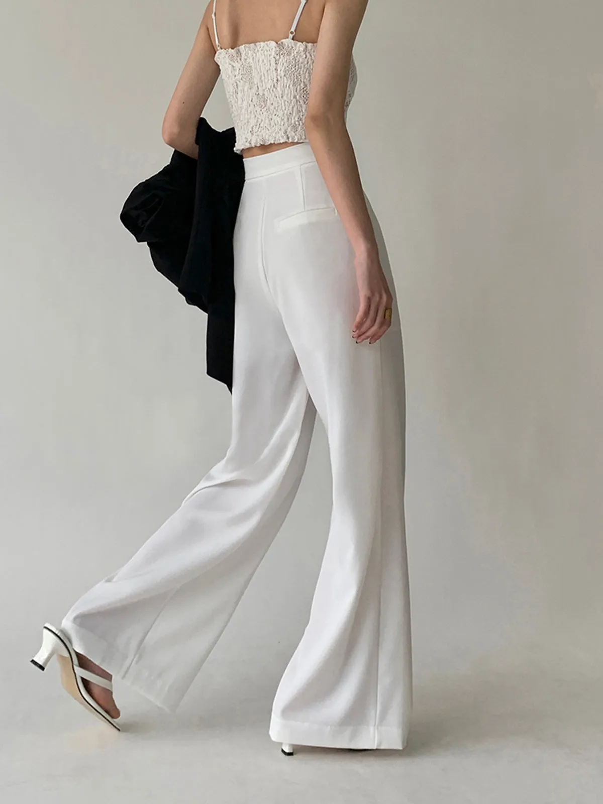Tie Waist Flowy Trendy Wide Leg Dress Pants