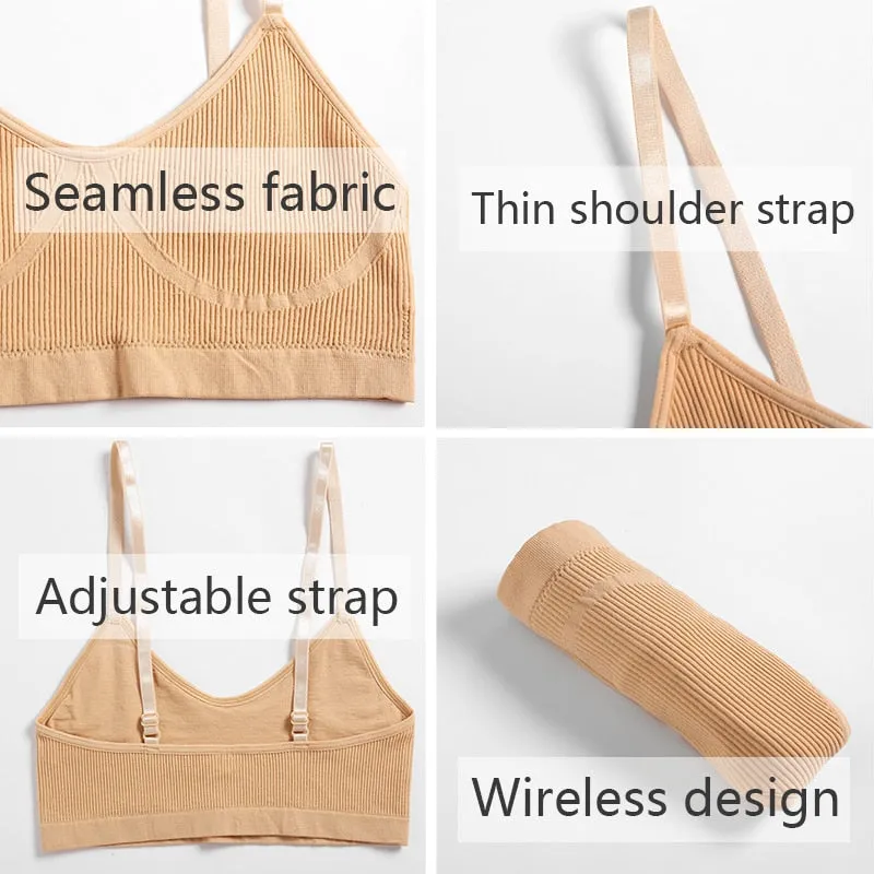 VenusFox Women Seamless Tops Panties Set Soft Wireless Bra Set Comfortable Bralette Brazilian Underwear Suit Girls Fitness Tops