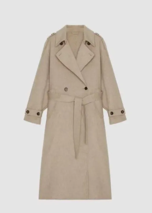 Wool Cashmere Double-Breasted Trench Coat